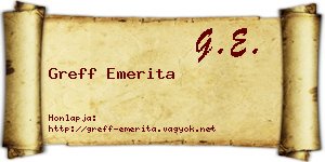 Greff Emerita névjegykártya